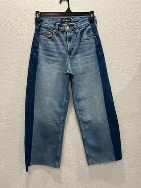 GAP Women's Two-Tone Light and Dark Blue Straight-Leg Jeans